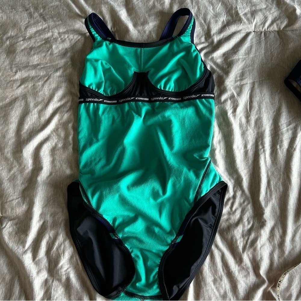 Speedo Swim One-Piece Swimsuit - Black and Green - Picture 4 of 11